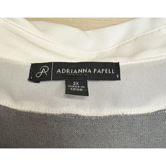 Adrianna Papell 2X Black Sweater Layered With Collared Shirt - Picture 2 of 4